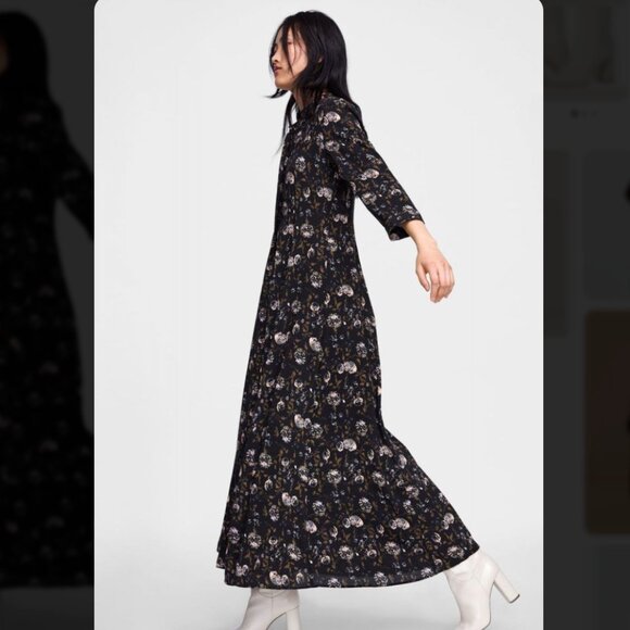 Zara Dresses & Skirts - Zara Floral Printed Long Sleeve Maxi Dress